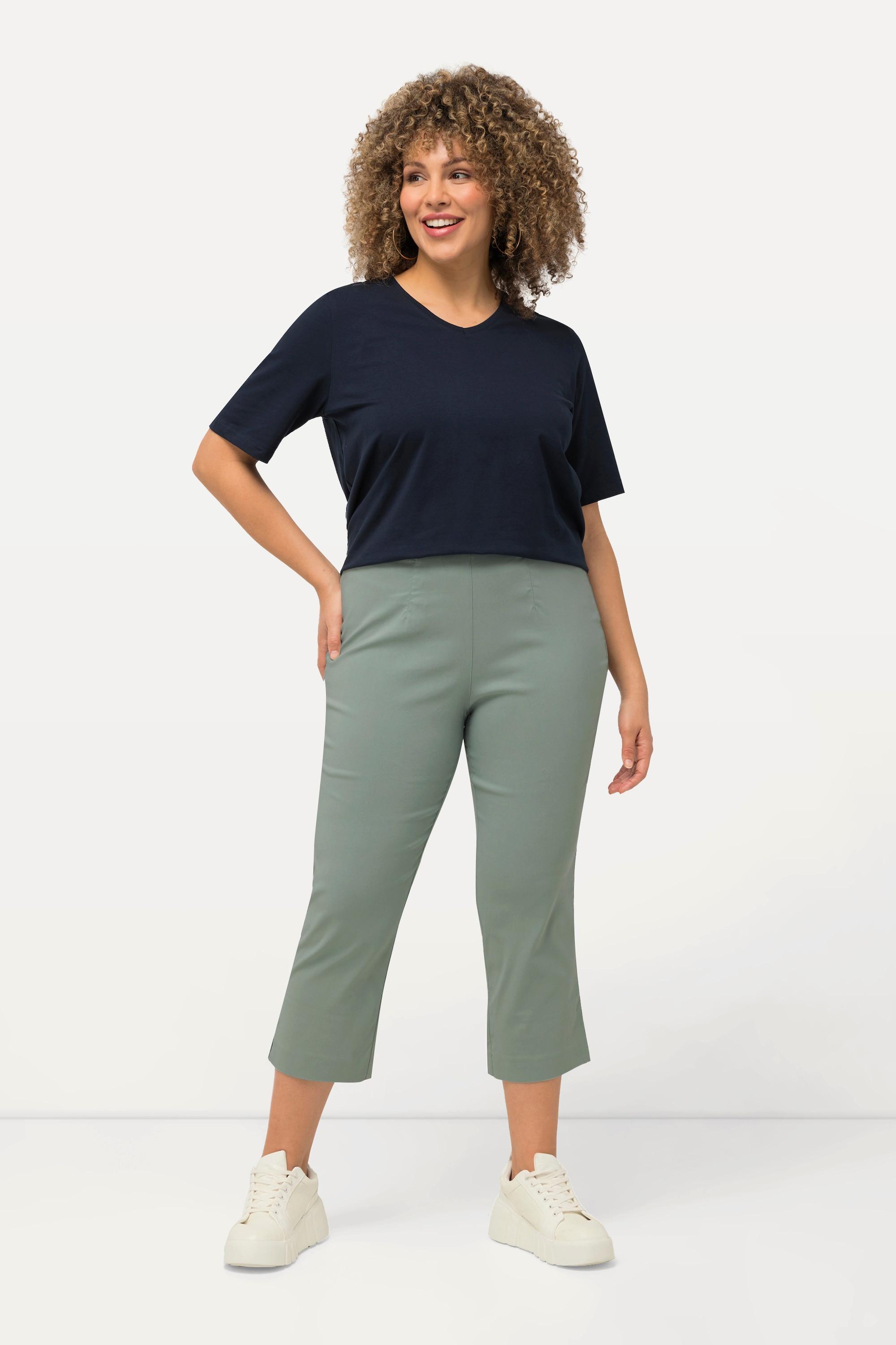 Ulla Popken  Pantalon en bengaline stretch, longueur 3/4 et taille élastique 