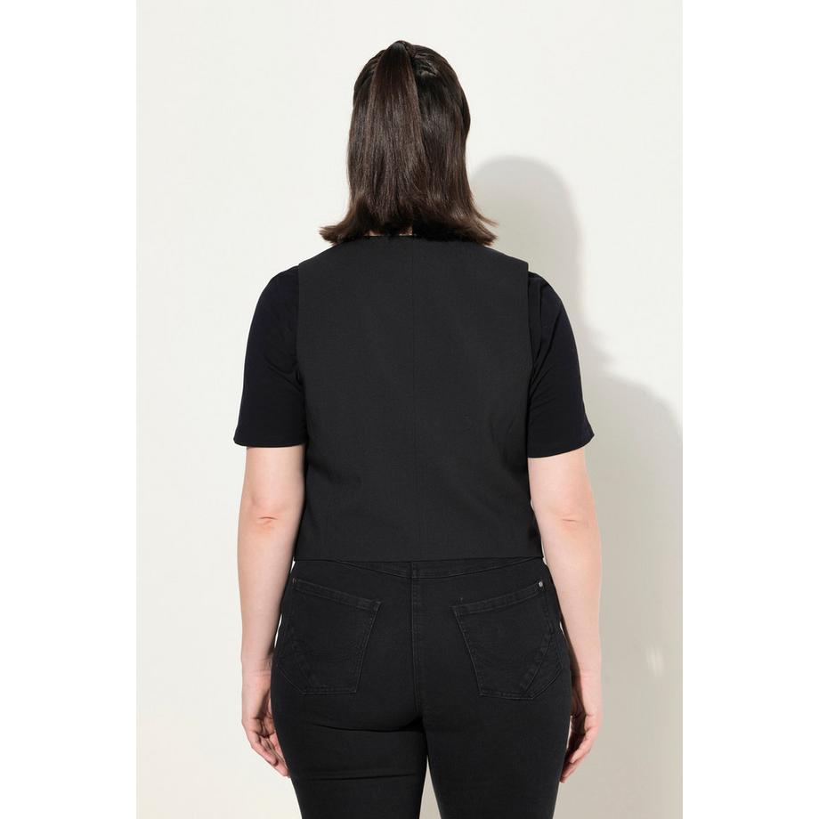 Ulla Popken Gilet de costume Encolure en V Poches fantaisie Doublure intégrale  