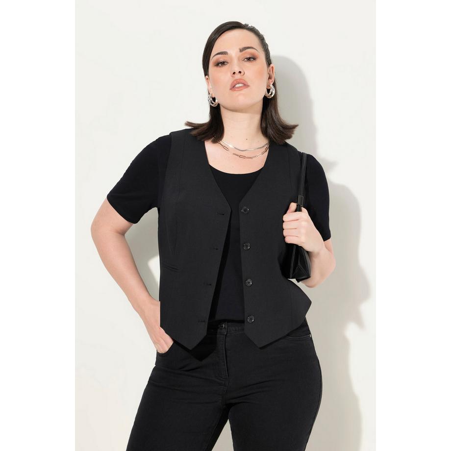 Ulla Popken Gilet de costume Encolure en V Poches fantaisie Doublure intégrale  