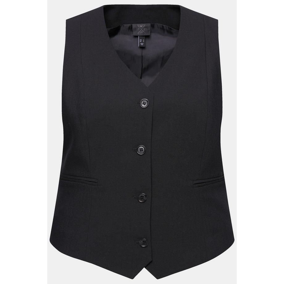 Ulla Popken Gilet de costume Encolure en V Poches fantaisie Doublure intégrale  