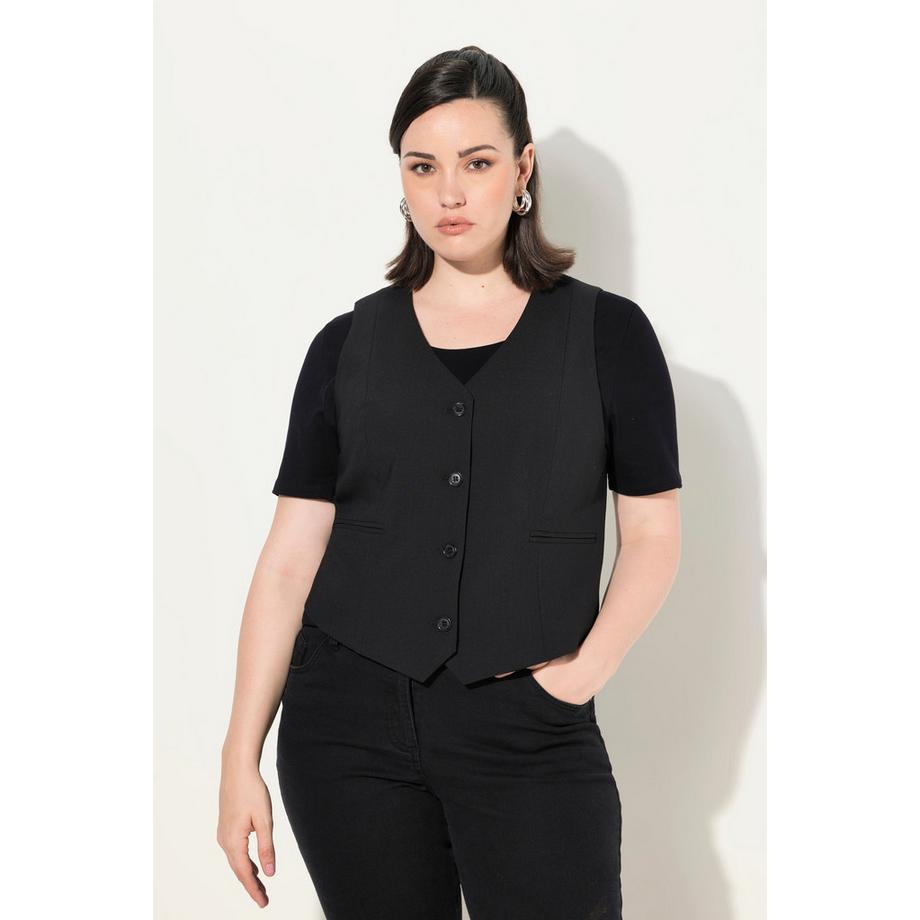 Ulla Popken Gilet de costume Encolure en V Poches fantaisie Doublure intégrale  