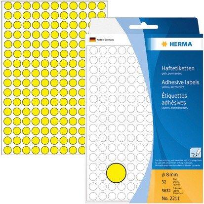 HERMA HERMA Etiketten rund 8mm 2211 gelb 5632 Stück  