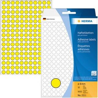 HERMA HERMA Etiketten rund 8mm 2211 gelb 5632 Stück  