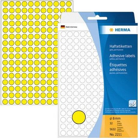 HERMA HERMA Etiketten rund 8mm 2211 gelb 5632 Stück  