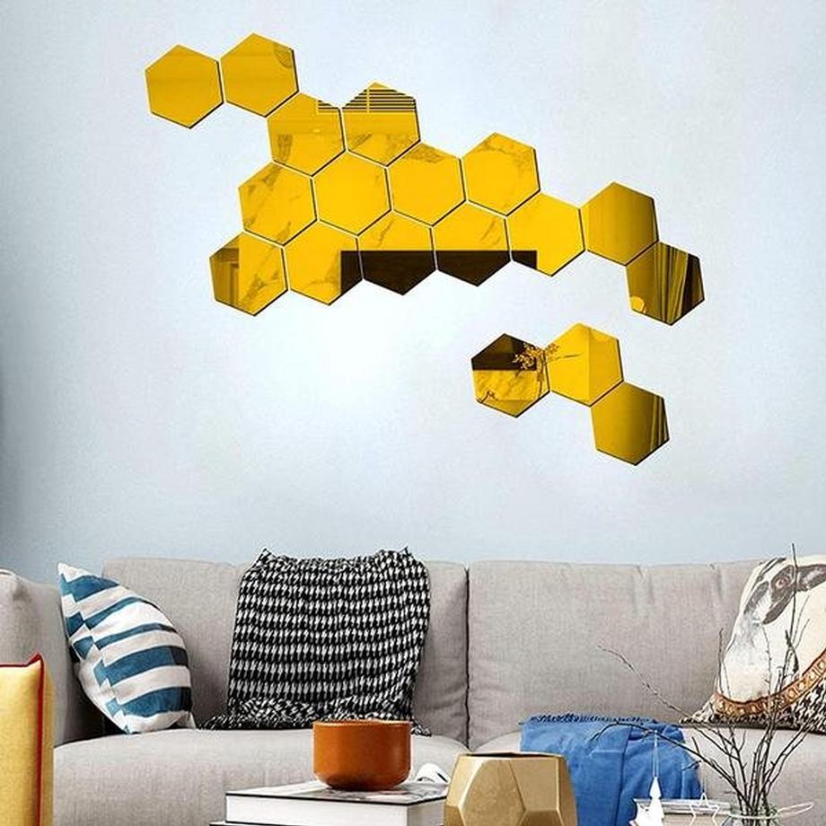 Northio 24x Selbstklebende Spiegel aus Acryl – Gold  