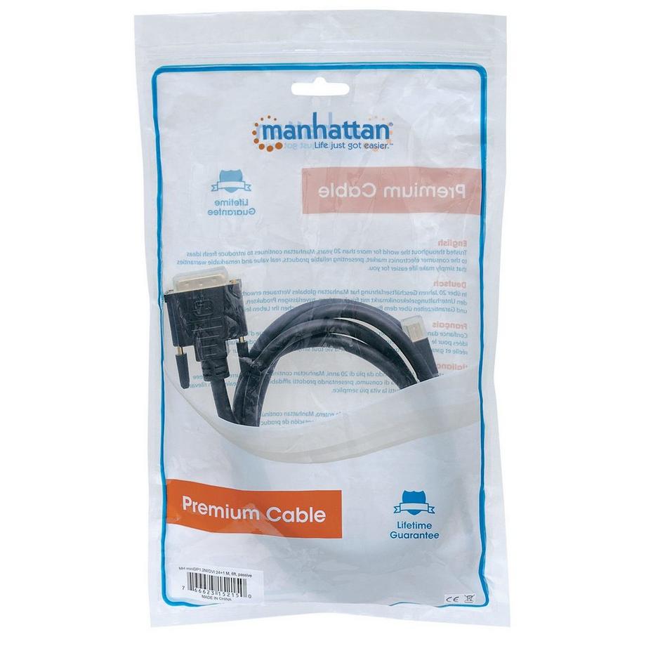 Manhattan  Manhattan Mini-DisplayPort 1.2a auf DVI-Kabel, Mini-DisplayPort 1.2a-Stecker auf DVI-D 24+1-Stecker, 1,8 m, 