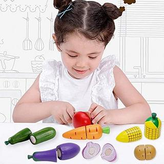 Activity-board  Jouets de cuisine pour enfants en bois, accessoires de cuisine pour enfants, coupe fruits légumes aliments en bois avec connexion velcro, jouets de cuisine jouets éducatifs 
