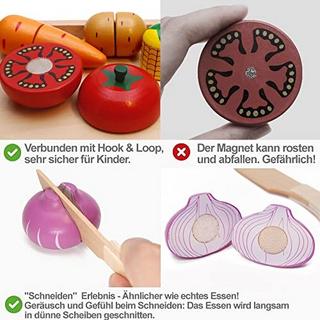 Activity-board  Küchenspielzeug für Kinder aus Holz, Kinderküche Zubehör, Schneiden Obst Gemüse Lebensmittel Holz 