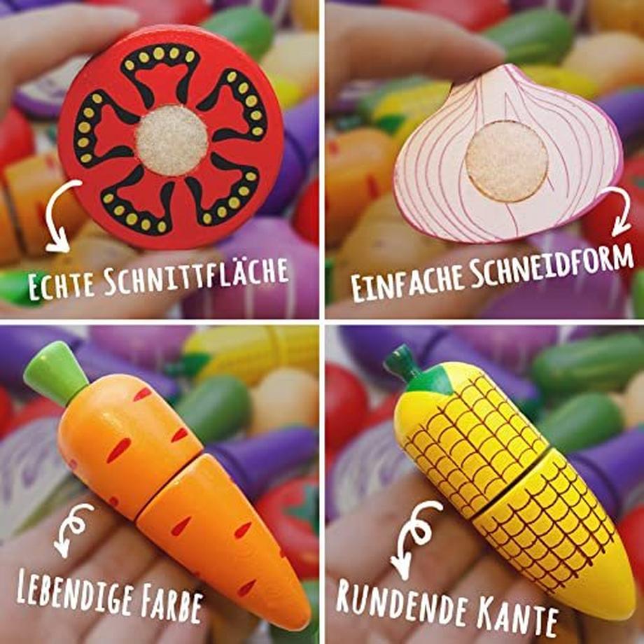 Activity-board  Küchenspielzeug für Kinder aus Holz, Kinderküche Zubehör, Schneiden Obst Gemüse Lebensmittel Holz 