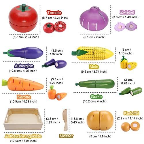 Activity-board  Jouets de cuisine pour enfants en bois, accessoires de cuisine pour enfants, coupe fruits légumes aliments en bois avec connexion velcro, jouets de cuisine jouets éducatifs 