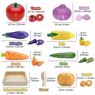 Activity-board  Jouets de cuisine pour enfants en bois, accessoires de cuisine pour enfants, coupe fruits légumes aliments en bois avec connexion velcro, jouets de cuisine jouets éducatifs 