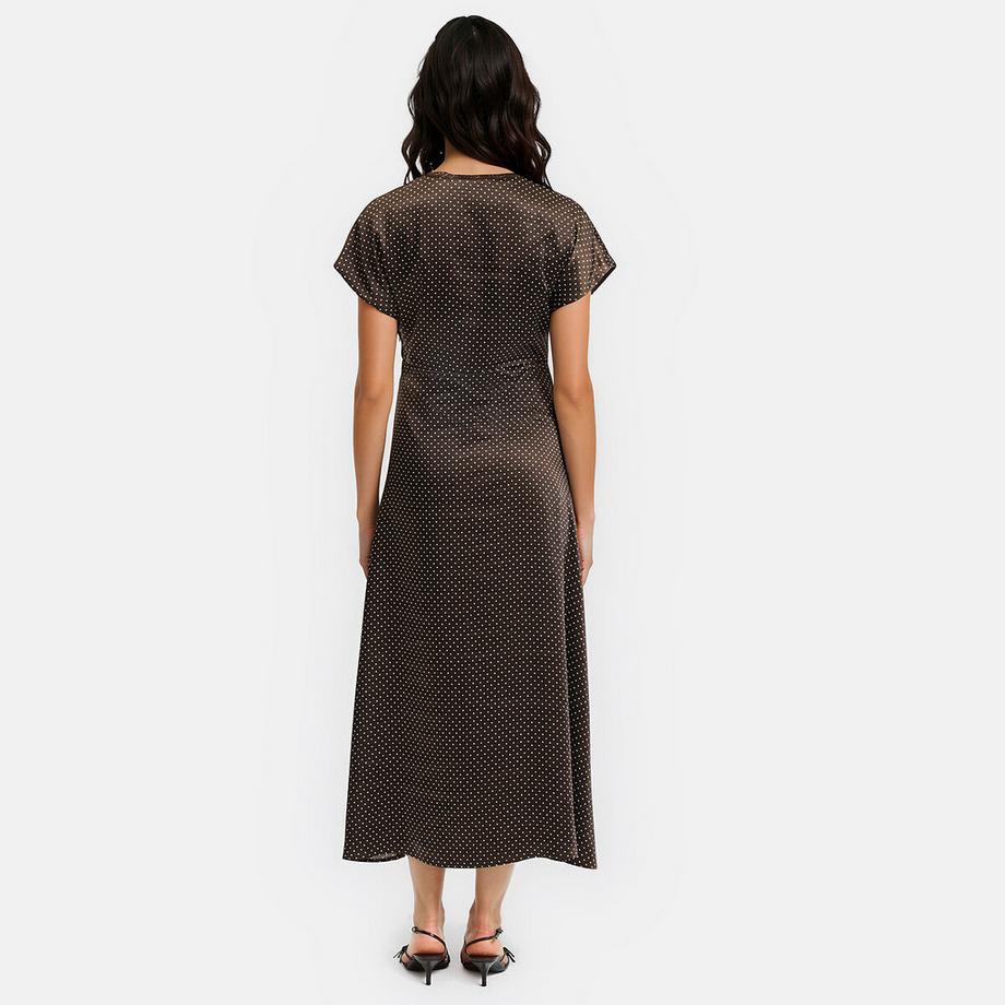 La Redoute Collections Robe longue en satin à pois et col V  