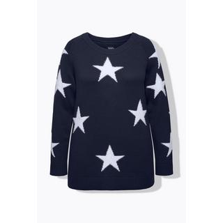 Ulla Popken  Pull à col rond et manches longues raglan, étoiles brillantes 