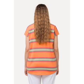 Ulla Popken  T-shirt dal taglio smanicato e oversize con righe e scollo a girocollo 