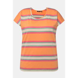 Ulla Popken  T-shirt dal taglio smanicato e oversize con righe e scollo a girocollo 