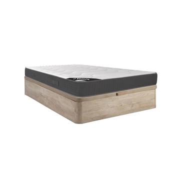 Ensemble 140 x 190 cm sommier coffre naturel clair + matelas mémoire de forme ép.28cm - GIZEUX de YSMÉE