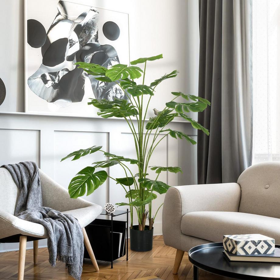 Northio Plantes artificielles, Monstera Deliciosa artificielle, plante artificielle de 180 cm avec 24 branches, plante d'intérieur, arbre artificiel, décoration végétale pour l'intérieur, vert  