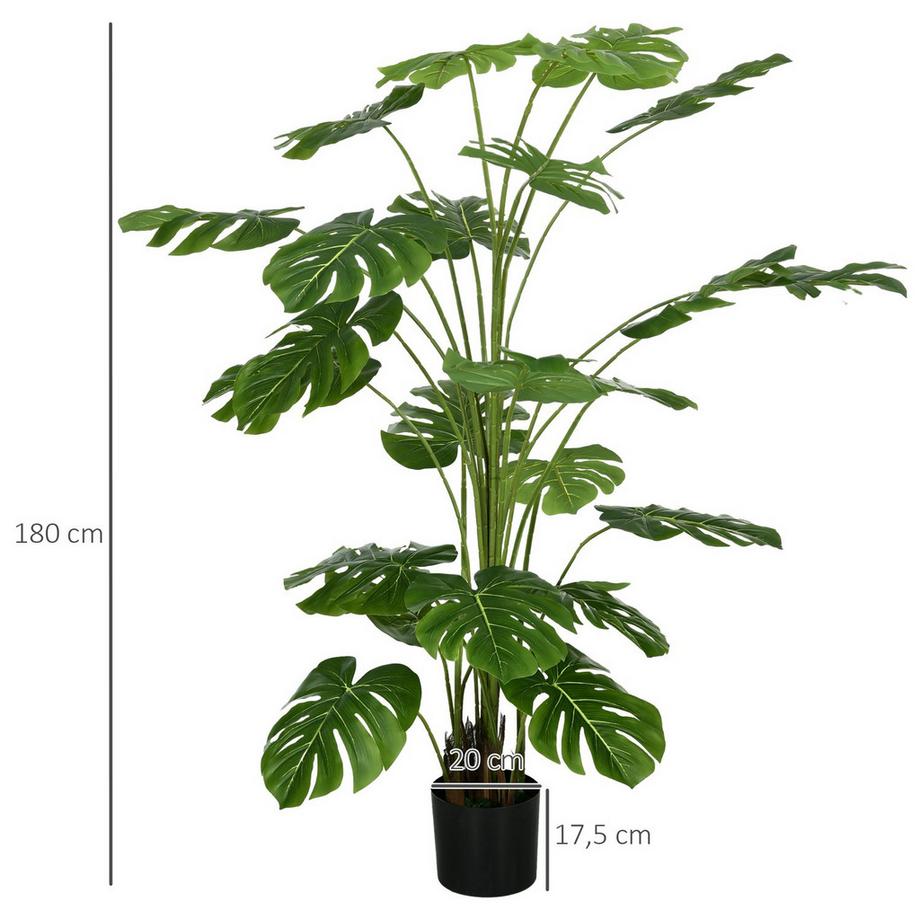 Northio Plantes artificielles, Monstera Deliciosa artificielle, plante artificielle de 180 cm avec 24 branches, plante d'intérieur, arbre artificiel, décoration végétale pour l'intérieur, vert  
