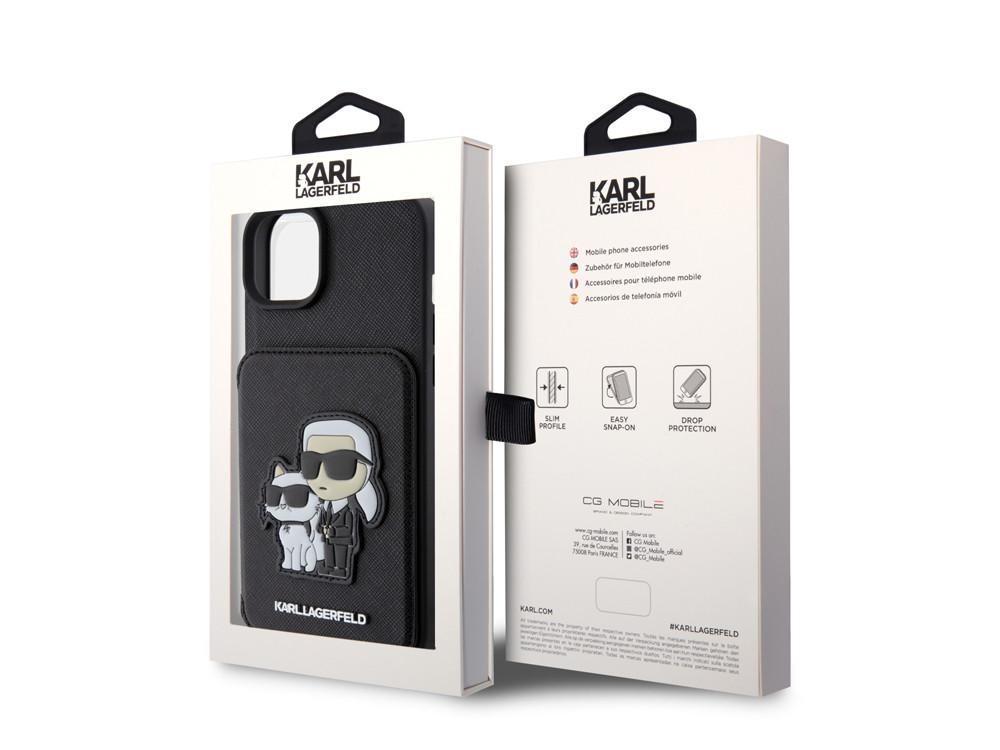 KARL LAGERFELD  Cover iPhone 15 Saffiano portacarte 