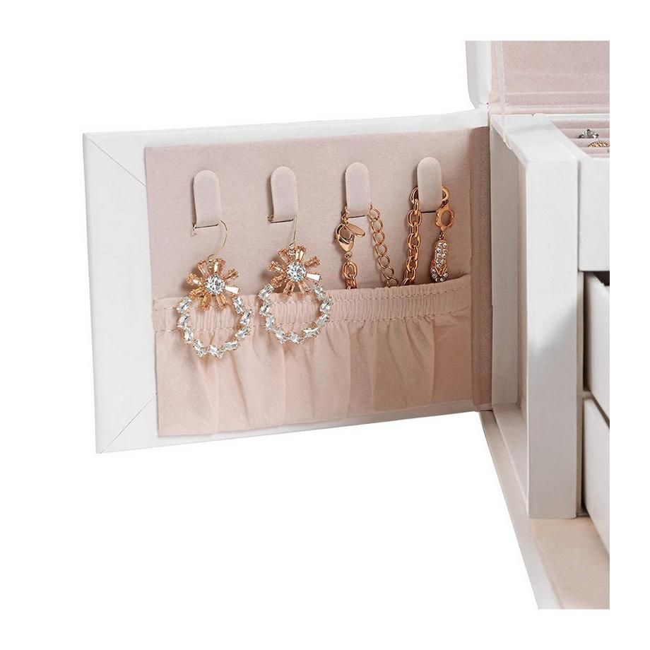 Calicosy  Abschließbare Schmuckschatulle mit 3 Ebenen, Spiegel und Samtfutter 