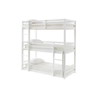 Vente-unique Etagenbett 3 Personen - Kiefernholz - 3 x 90 x 200 cm - Weiß - VAGAR  