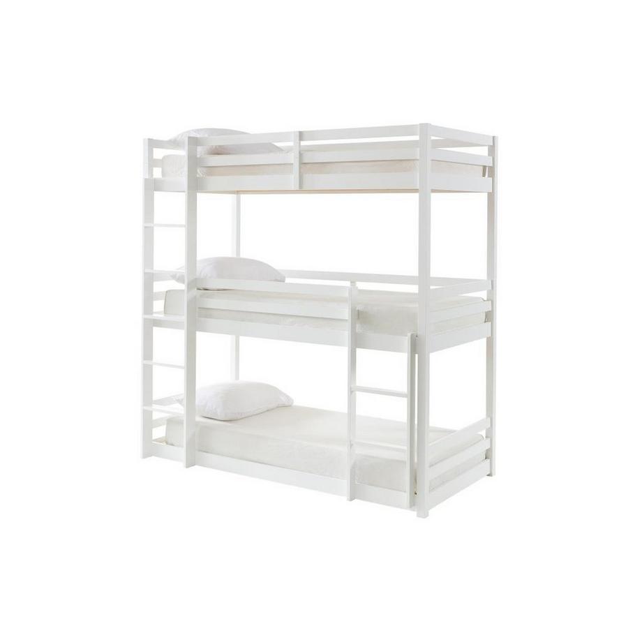 Vente-unique Letto a castello triplo 3 x 90 x 200 cm Pino Bianco - VAGAR  