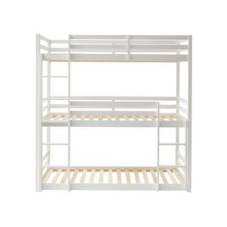 Vente-unique Etagenbett 3 Personen - Kiefernholz - 3 x 90 x 200 cm - Weiß - VAGAR  