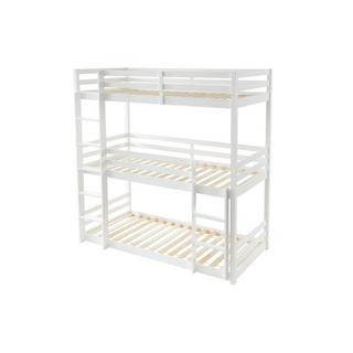 Vente-unique Etagenbett 3 Personen - Kiefernholz - 3 x 90 x 200 cm - Weiß - VAGAR  