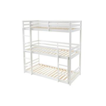 Etagenbett 3 Personen - Kiefernholz - 3 x 90 x 200 cm - Weiß - VAGAR
