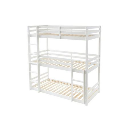 Vente-unique Etagenbett 3 Personen - Kiefernholz - 3 x 90 x 200 cm - Weiß - VAGAR  