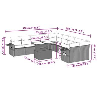 VidaXL Ensemble de canapés de jardin rotin synthétique  