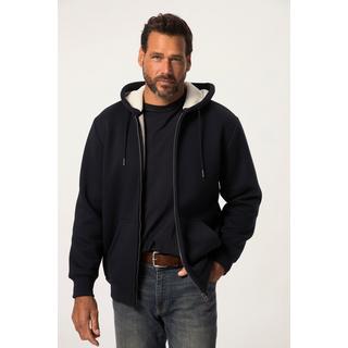 JP1880  Giacca per l'outdoor in felpa con cappuccio, fodera di teddy e zip, fino alla tg. 8XL 