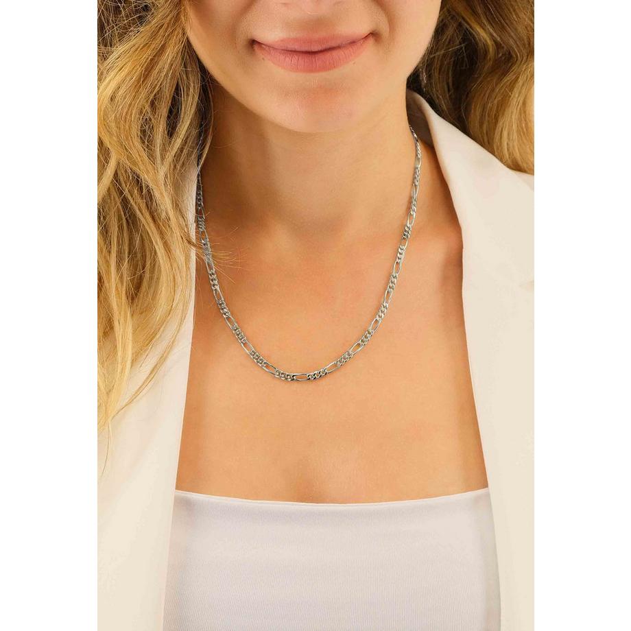 MUAU Schmuck  Collier figaro or blanc 375, 4mm, 45cm 
