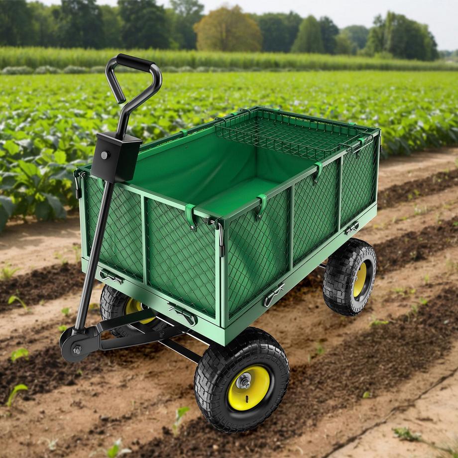 Tectake  Chariot de jardin chariot de transport  avec des parois latérales rabattables 