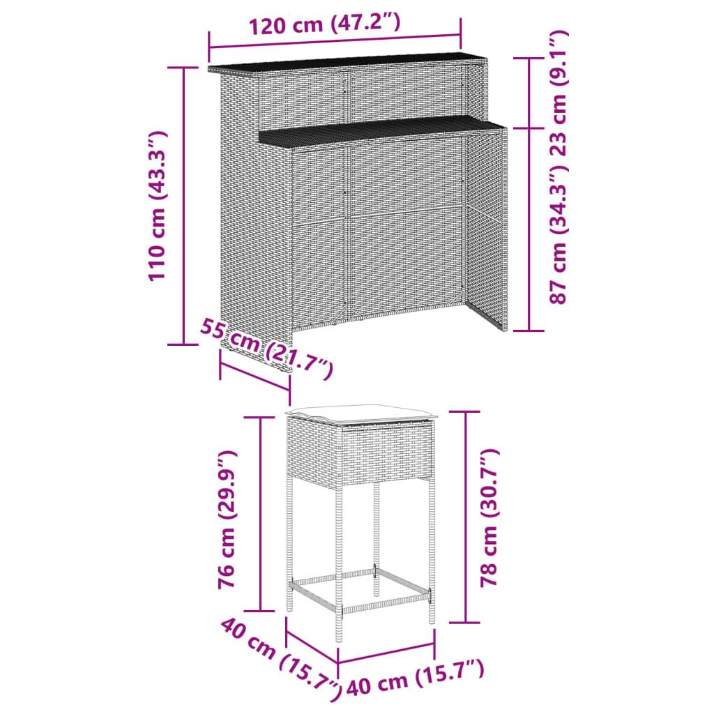 VidaXL Gartenbar set poly-rattan  