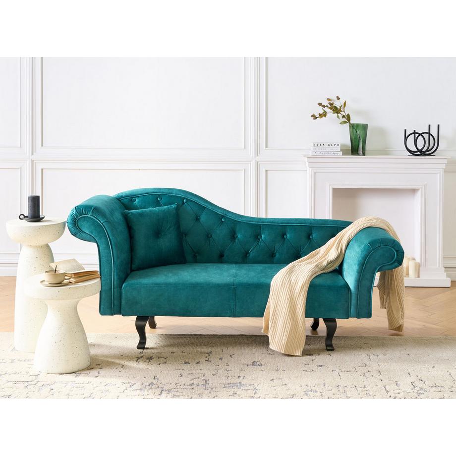 Beliani Linksseitige Chaiselounge aus Samtstoff Retro LATTES  