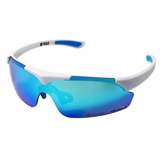 YEAZ  SUNUP Magnet-Sport-Sonnenbrille Matt weiß /  Full Revo Ice Blue 