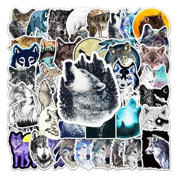 Autocollants - loups - 50 pcs