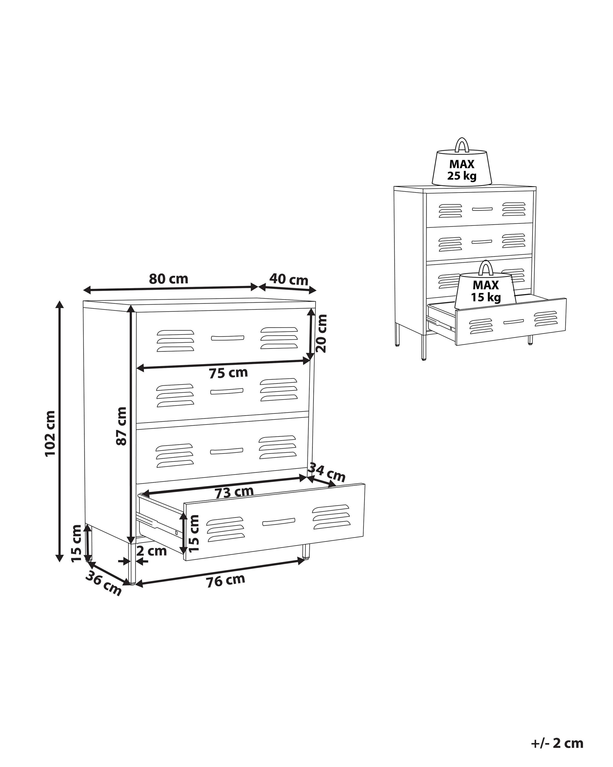 Beliani Cassettiera en Acciaio Moderno ENAGO  
