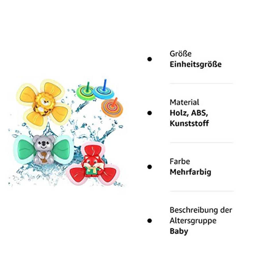 Activity-board  Suction cup toy, 3 pieces table suction cup toy, spinning top, toy, early, educational toy, interesting bath toy with 3 colorful wooden spinning tops 