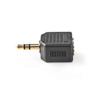 Nedis  Adaptateur audio stéréo | 3,5 mm mâle | 2x 3,5 mm, femelle | Plaqué or | Droit | ABS | Noir | 10 pcs. | Sac en plastique 