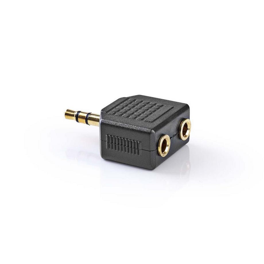 Nedis  Adaptateur audio stéréo | 3,5 mm mâle | 2x 3,5 mm, femelle | Plaqué or | Droit | ABS | Noir | 10 pcs. | Sac en plastique 
