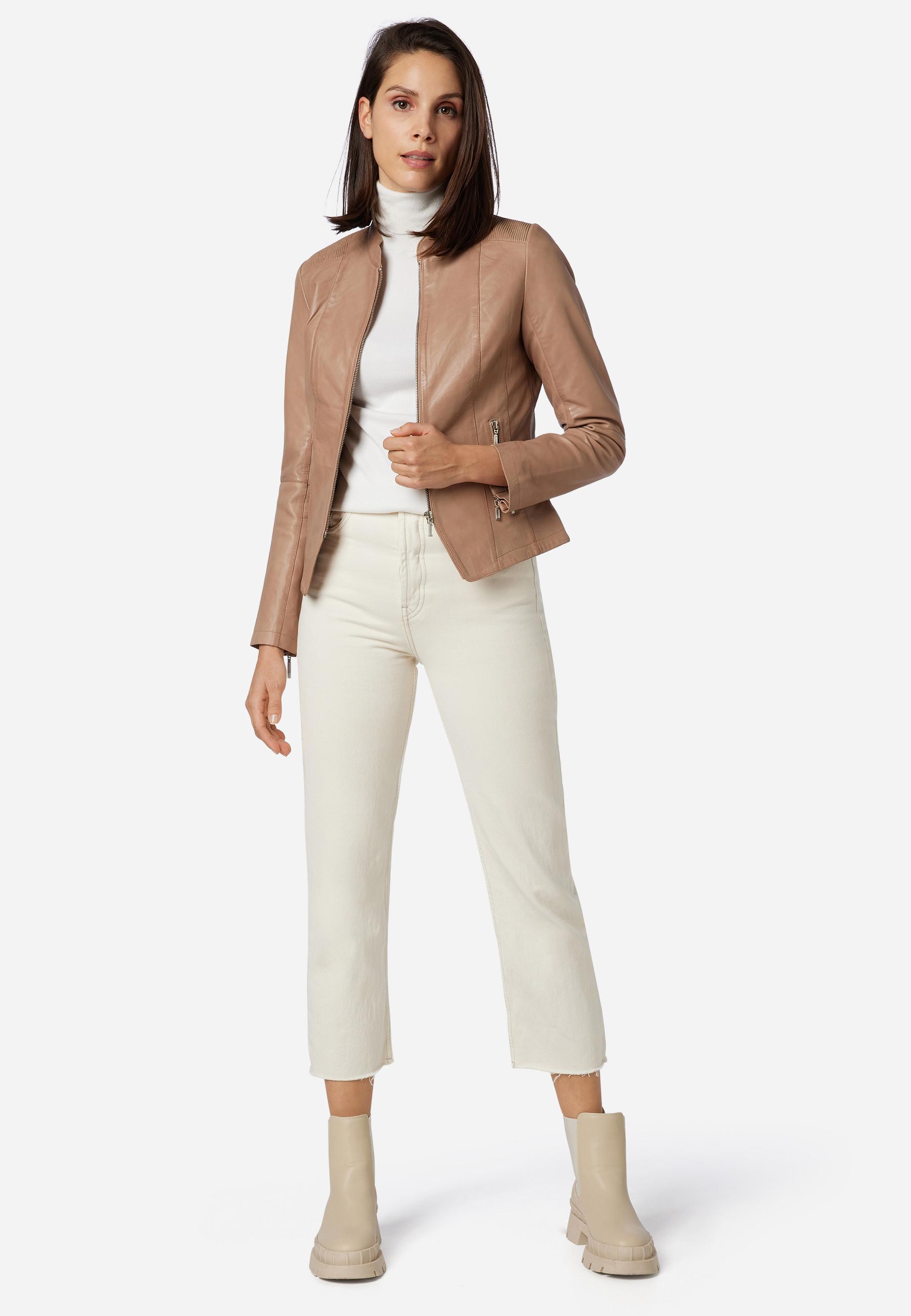 RICANO  Veste en cuir s Abigale, style classique en cuir d'agneau ultra doux 