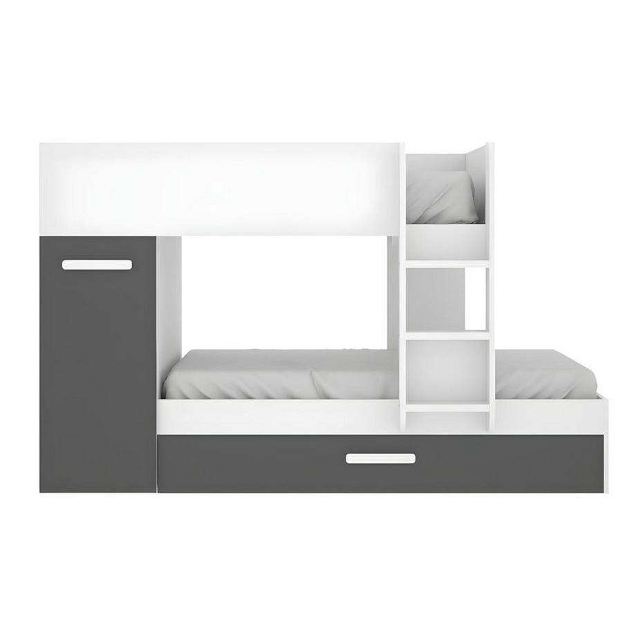 Vente-unique Lits Superposés ANTHONY avec rangements 3 + matelas  