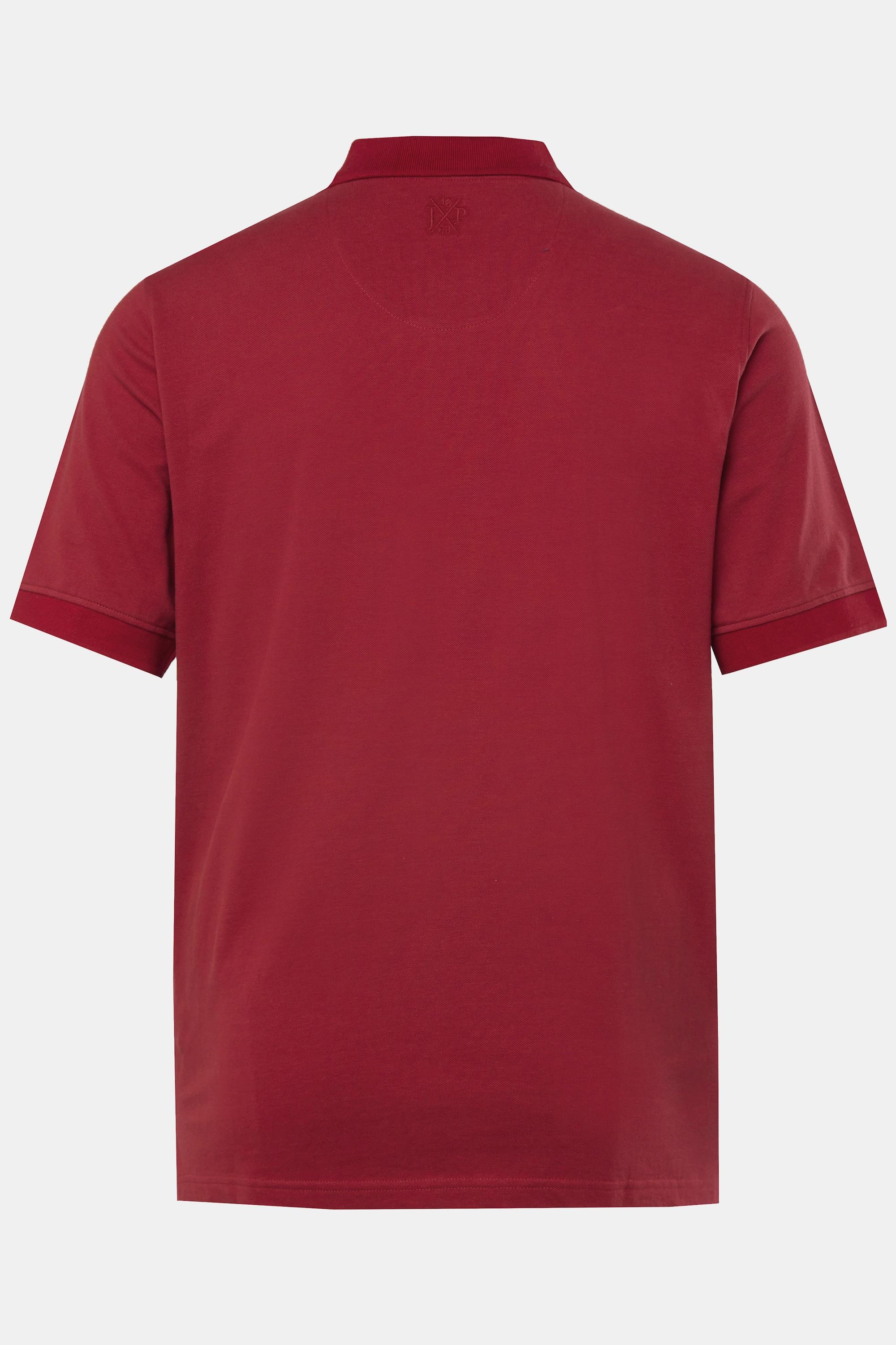 JP1880  Maglia polo in piqué con ricami in tradizionale stile Tracht e mezze maniche rosso ciliegia scuro 