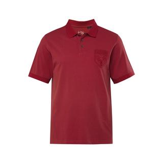 JP1880  Maglia polo in piqué con ricami in tradizionale stile Tracht e mezze maniche rosso ciliegia scuro 