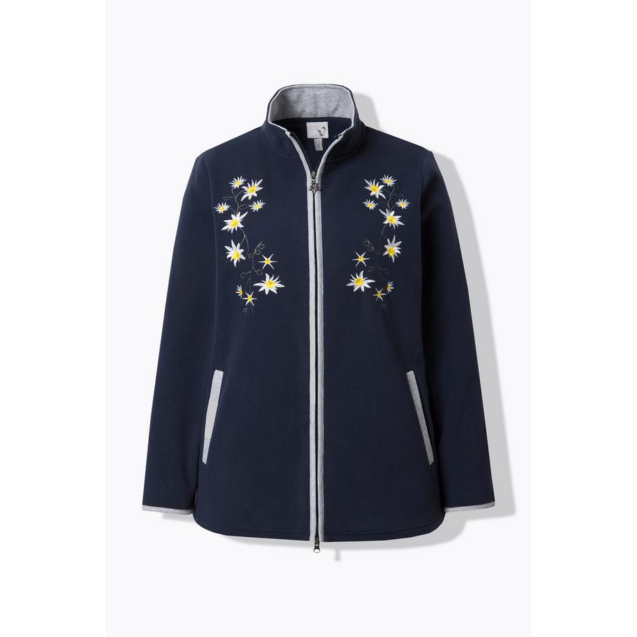 Ulla Popken Veste polaire Broderies Edelweiss Fermeture zippée à double sens  