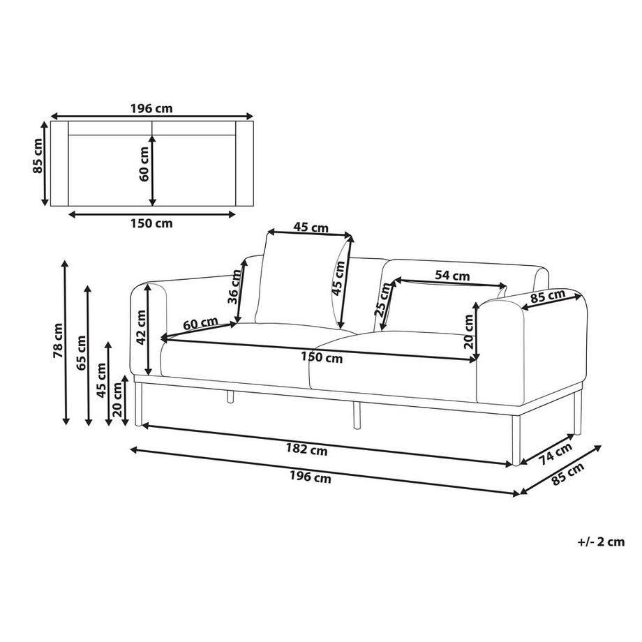 Beliani 2 Sitzer Sofa aus Kunstleinen  MALMOS  