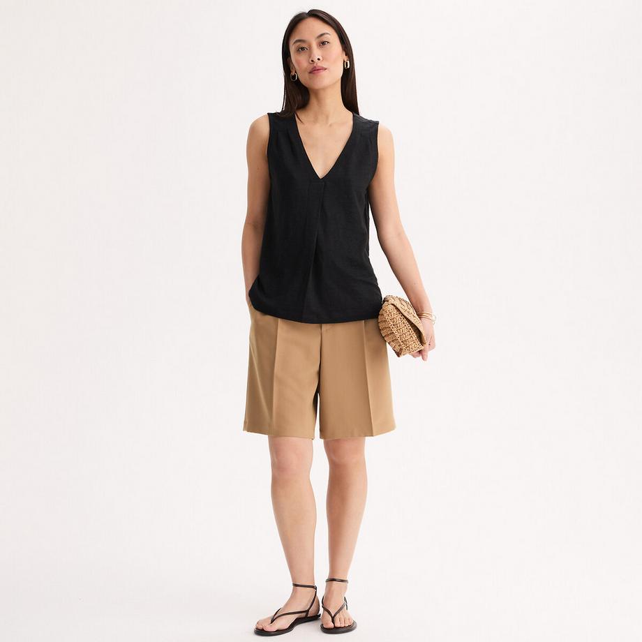 La Redoute Collections T-shirt sans manches lin col V  