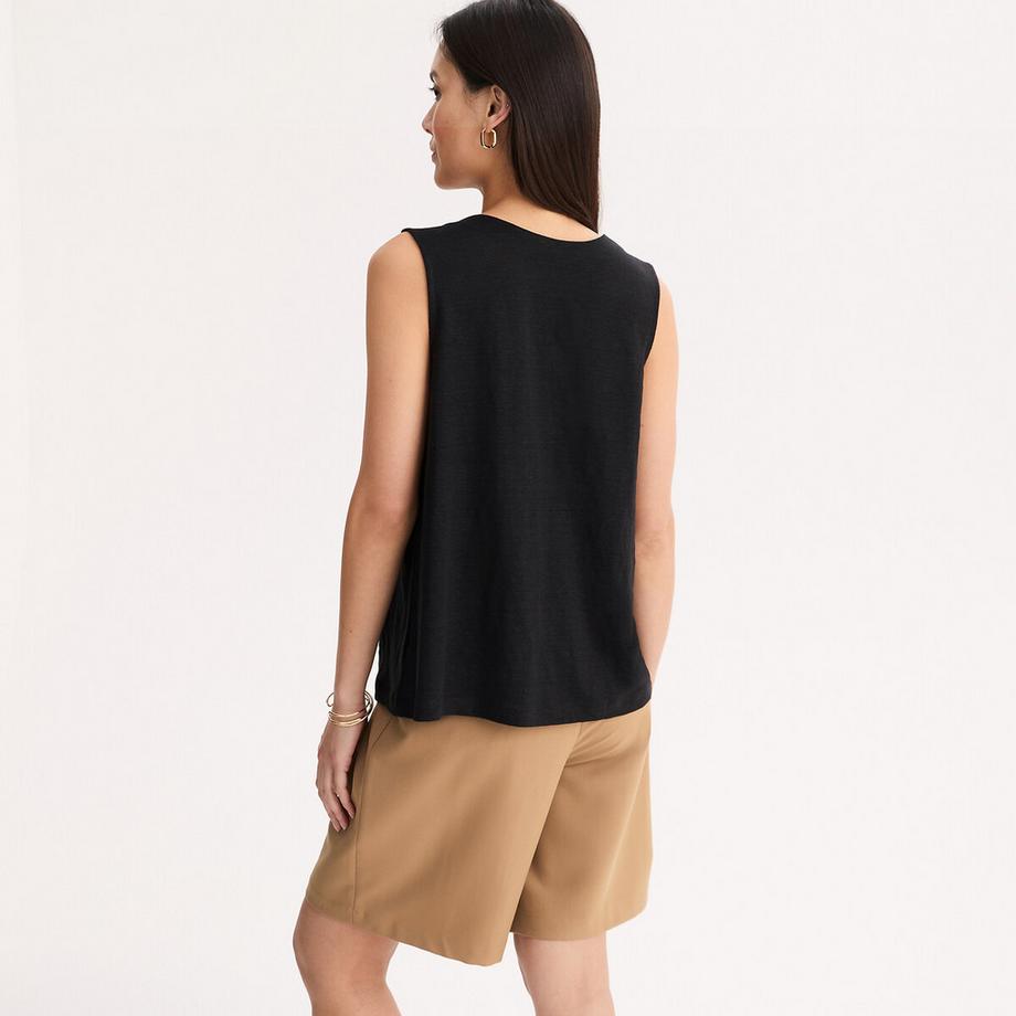 La Redoute Collections T-shirt sans manches lin col V  